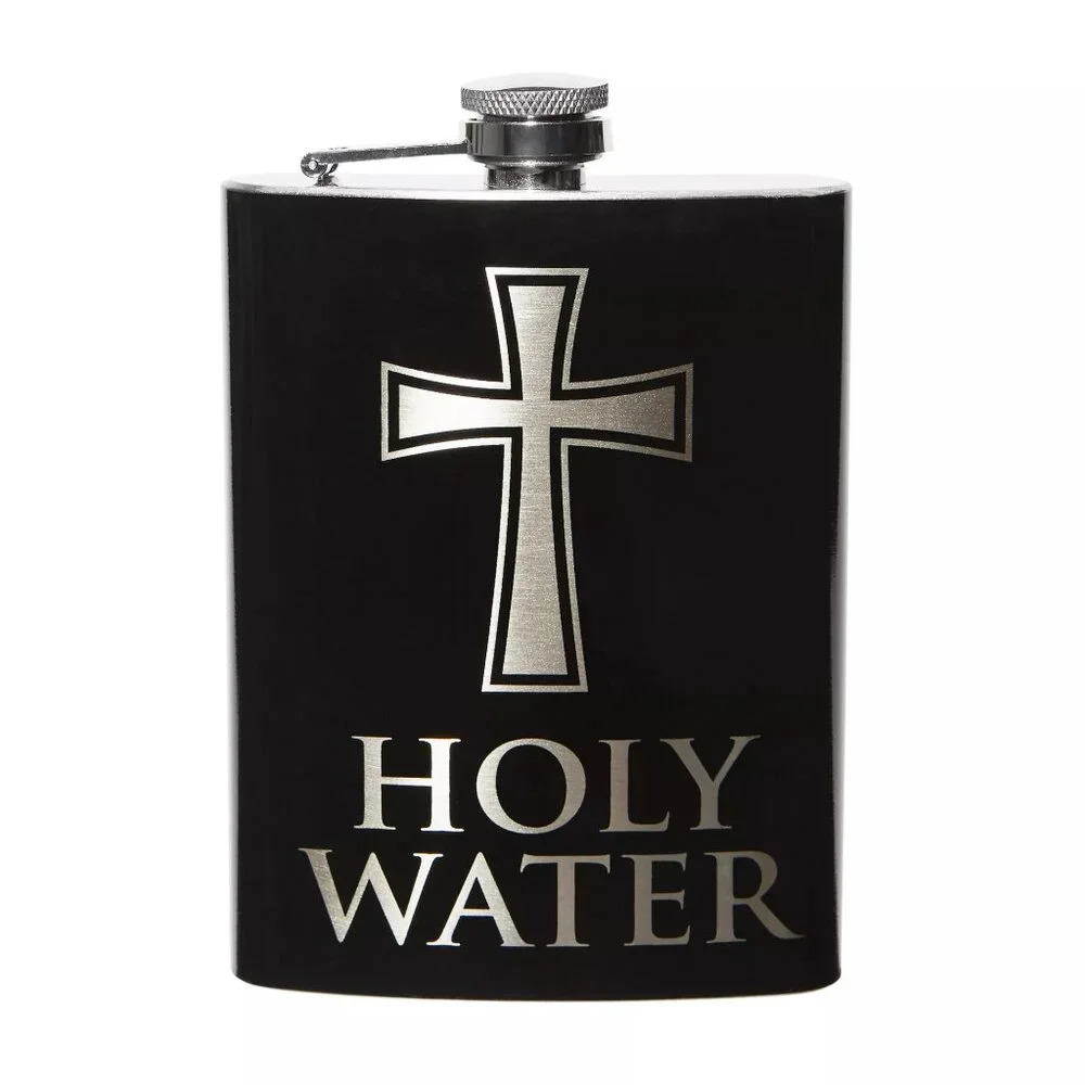 Spirit Halloween Screwon Cap Stainless Steel Holy Water priest nun costume Flask